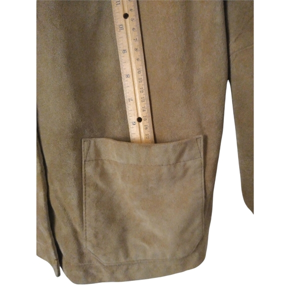 GAP Womens Brown Soft Calf Suede Blazer Coat Lined 3 Button Front Pockets US XL - Picture 6 of 11